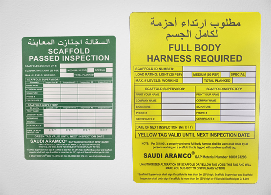 SCAFFOLDING ARAMCO TAG SUPPLIER IN SAUDI ARABIA