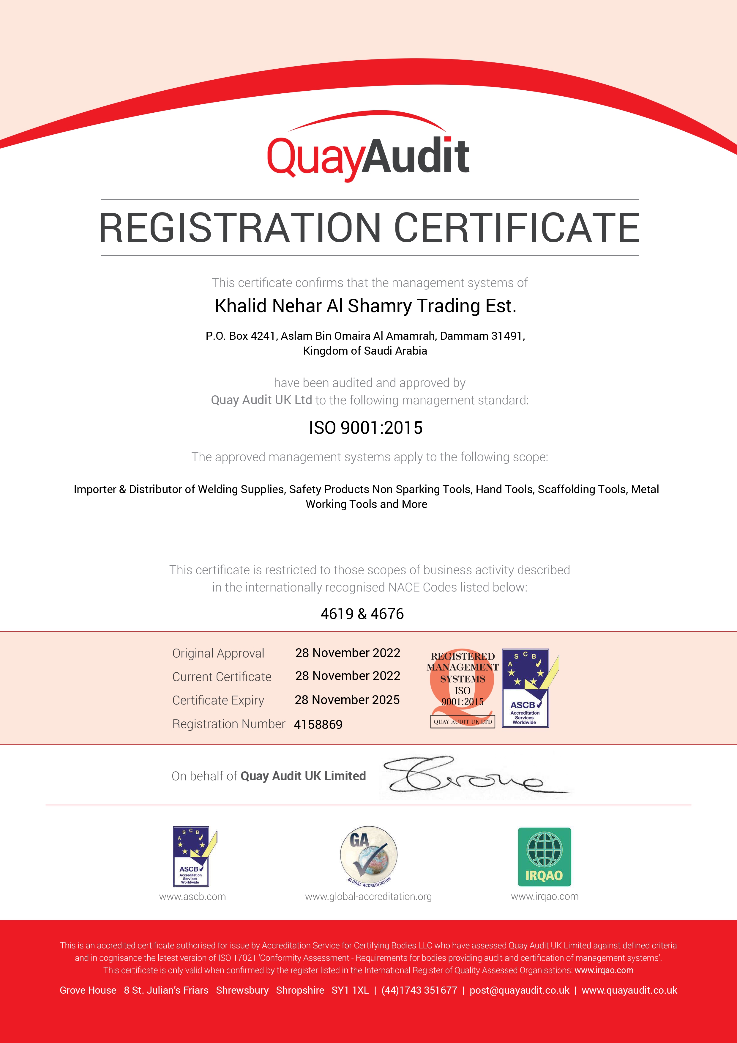 Certificate of 