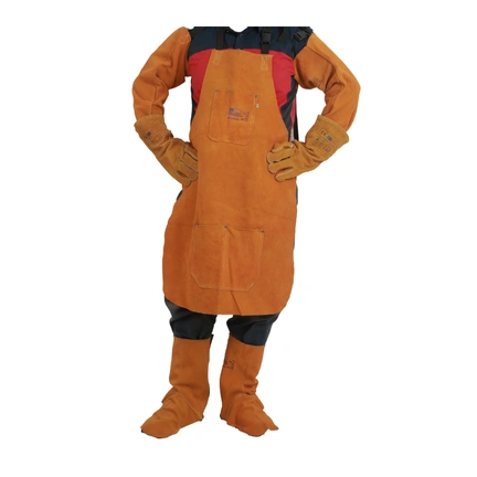 WELDING APRON WITH SLEEVE HEAVY DUTY - YELLOW COLOR- MADE IN PAKISTAN