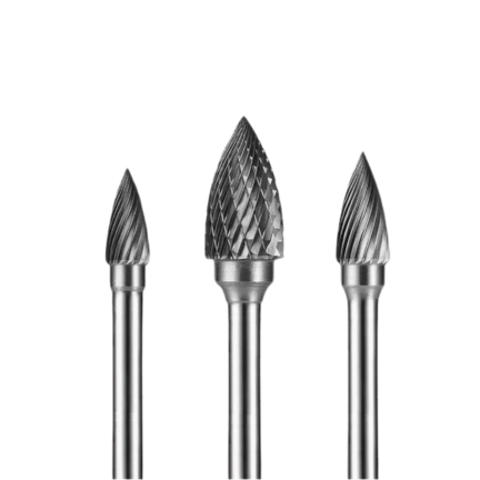 CARBIDE BURR G1225 X 06 TREE POINTED END SHAPE G SPECIAL CUT FOR HARDNESS STAINLESS STEEL