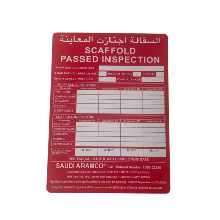 SCAFFOLDING TAG RED