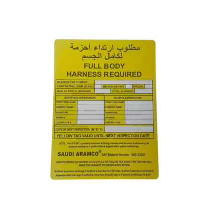 SCAFFOLDING TAG YELLOW